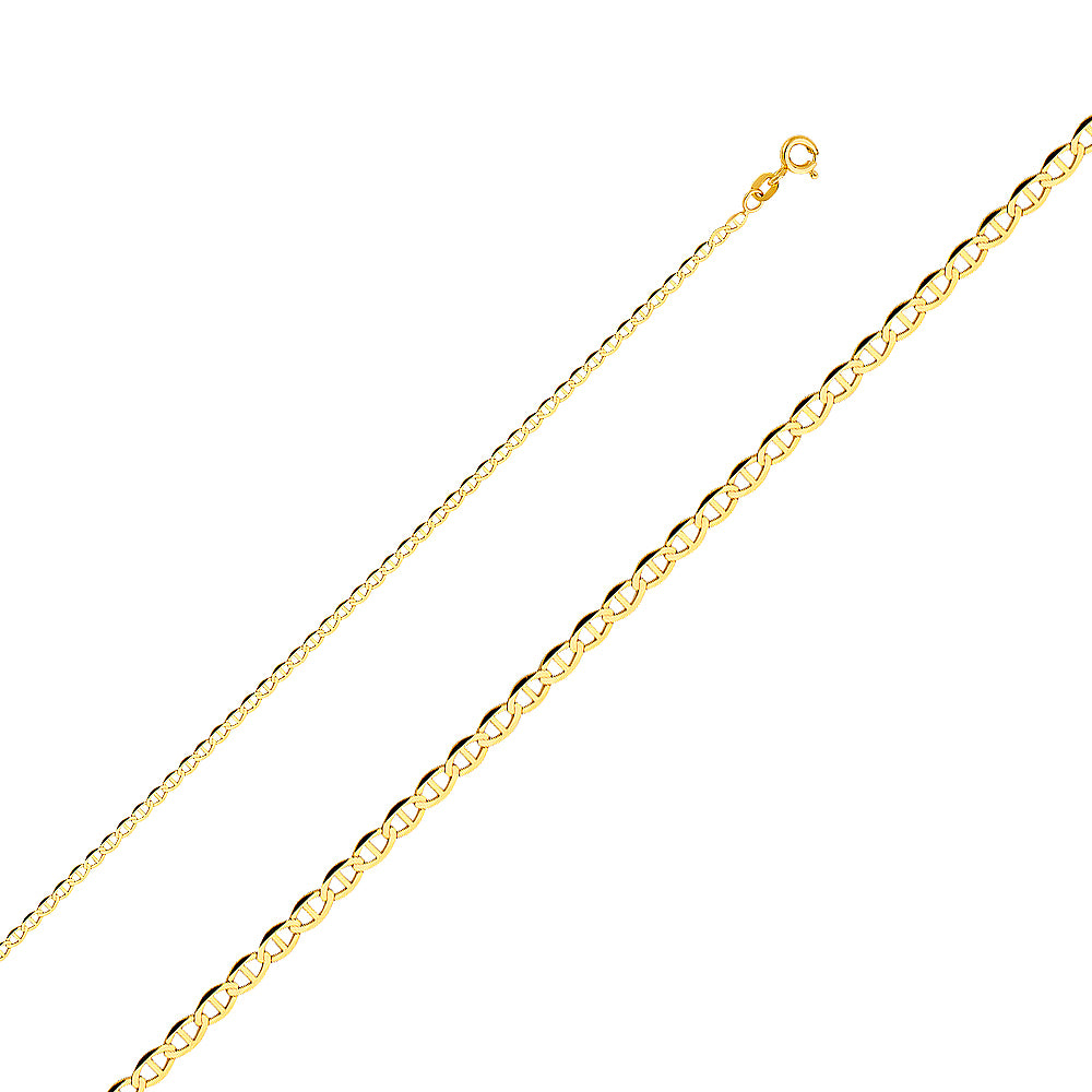 14k Gold 2mm Lightweight Flat Mariner Chain - Model CH-0334