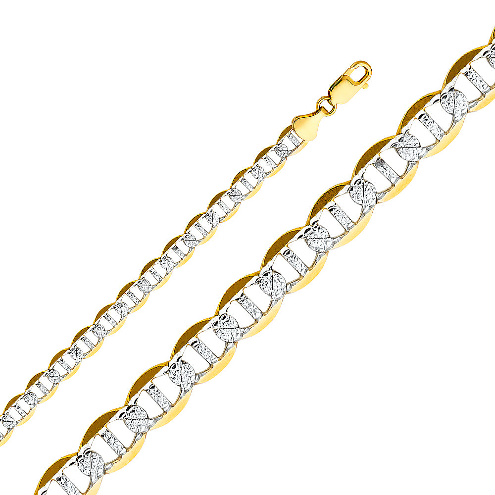 14k Gold 7.7mm Lightweight Two-Tone Flat Mariner Chain - Model CH-0335