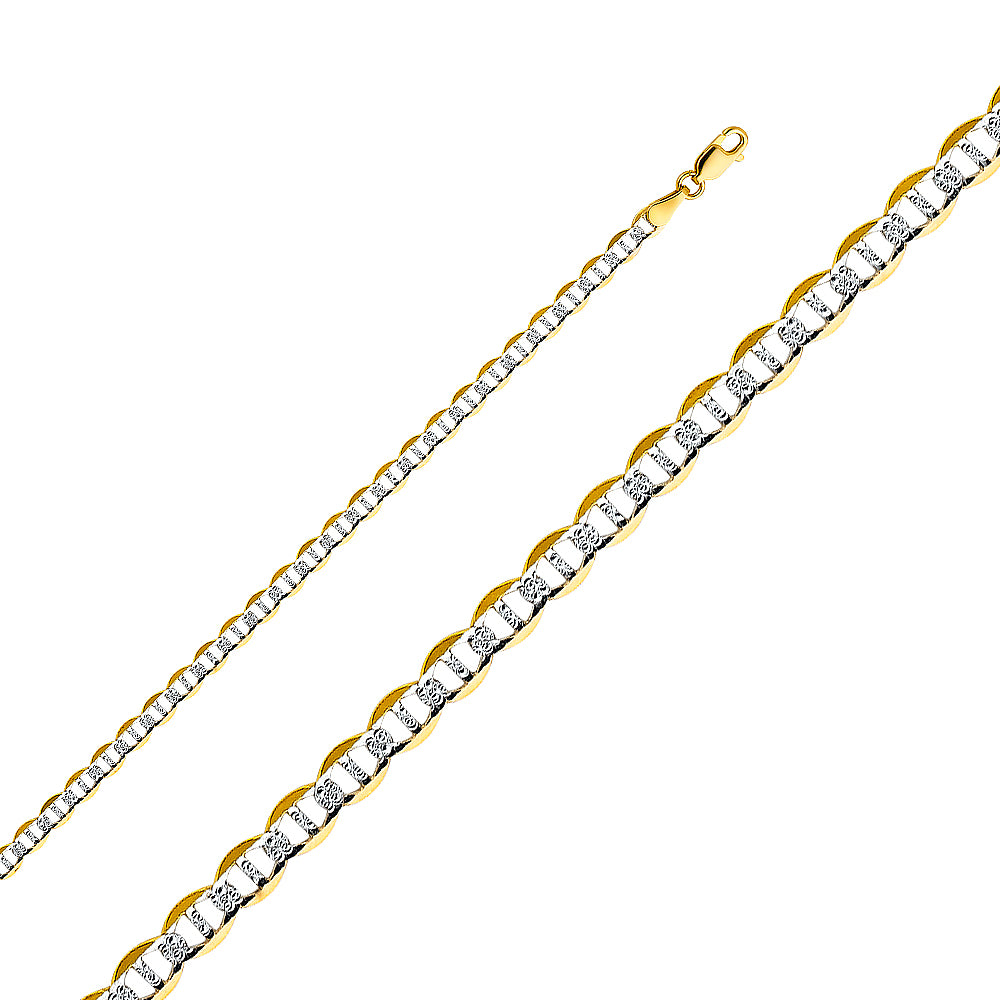 14k Gold 4.4mm Lightweight Two-Tone Flat Mariner Chain - Model CH-0338
