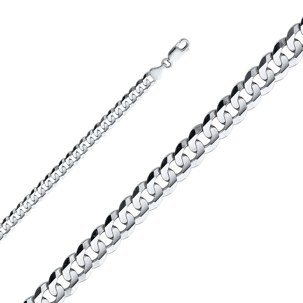 14k 6.9mm White Gold Concave Cuban 8.5 Inch Bracelet - Model CH-0346