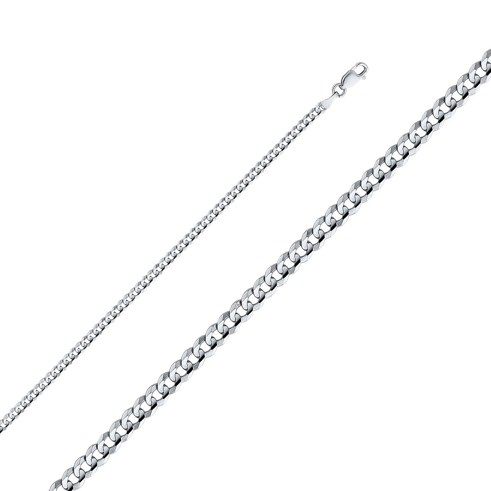 14k 3.1mm White Gold Concave Cuban Chain - Model CH-0350