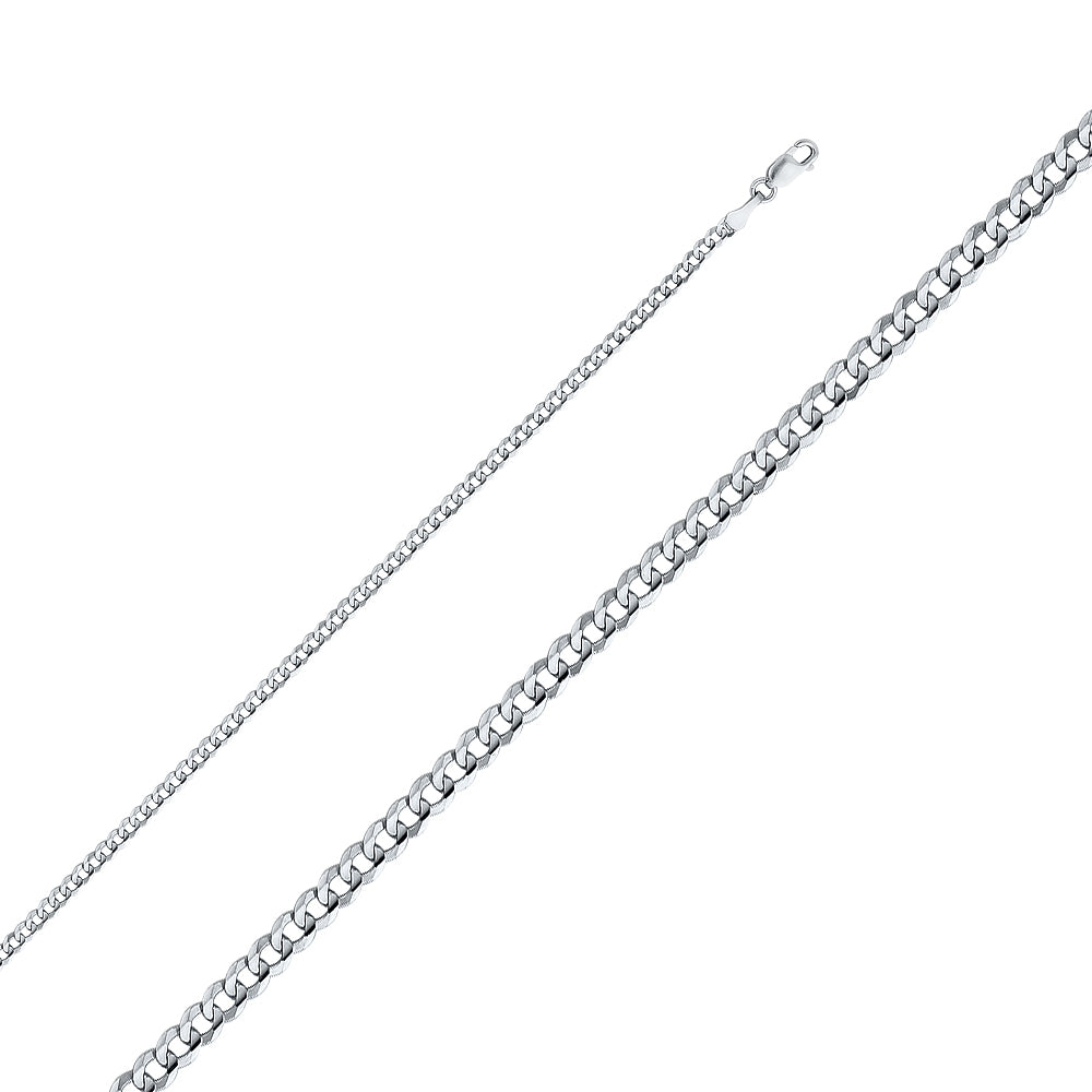14k 2.7mm White Gold Concave Cuban 7 Inch Bracelet - Model CH-0351