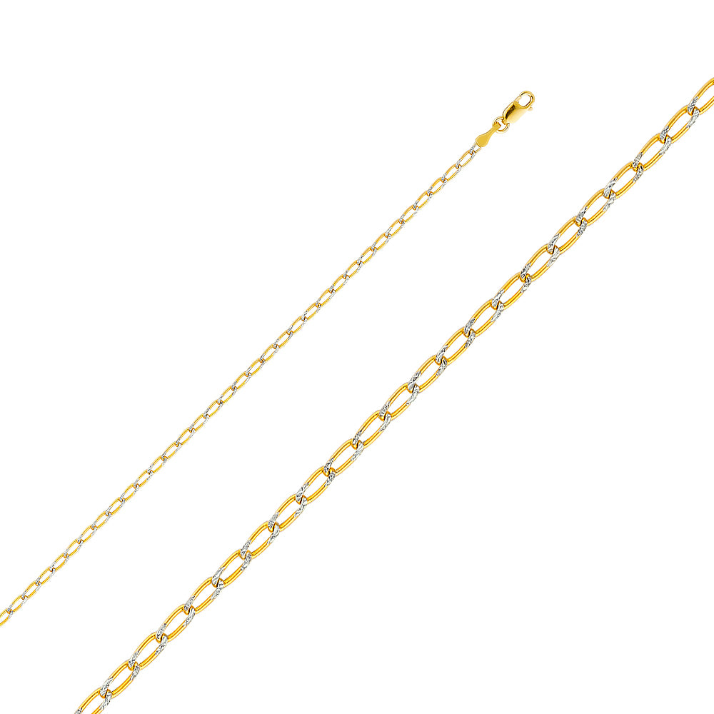 14k Gold 2.2mm Two-Tone Open Figaro Chain - Model CH-0358