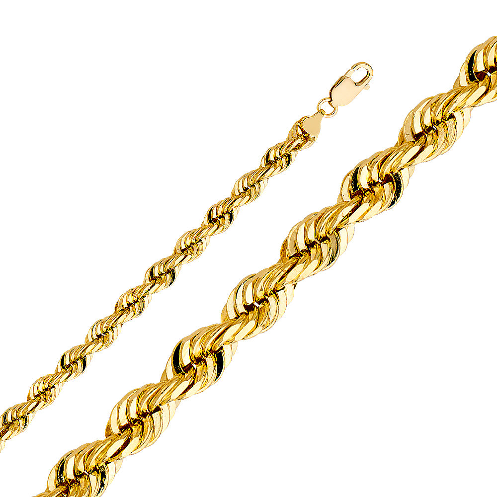 14k Gold 7.0mm Solid Rope Diamond-Cut Chain - Model CH-0383