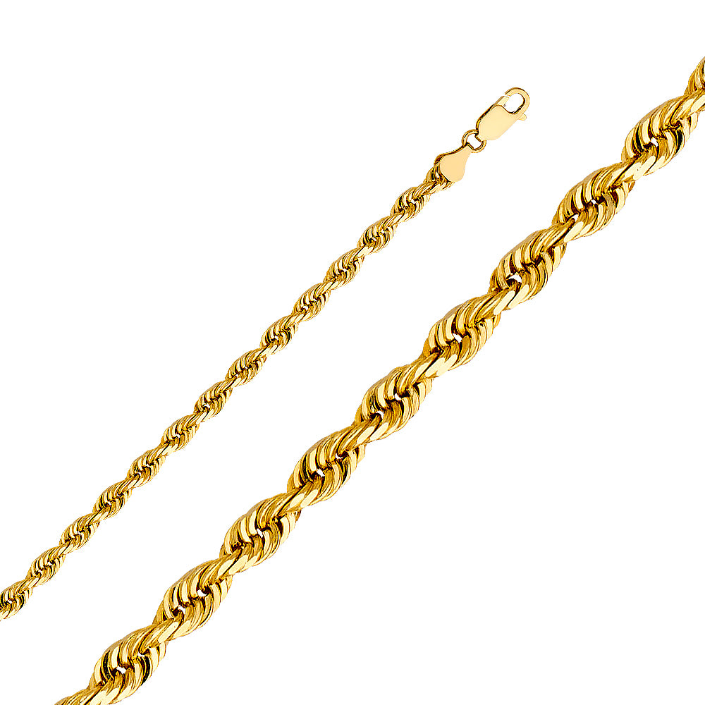 14k Gold 5.1mm Solid Lightweight Diamond-Cut Rope Chain - Model CH-0384