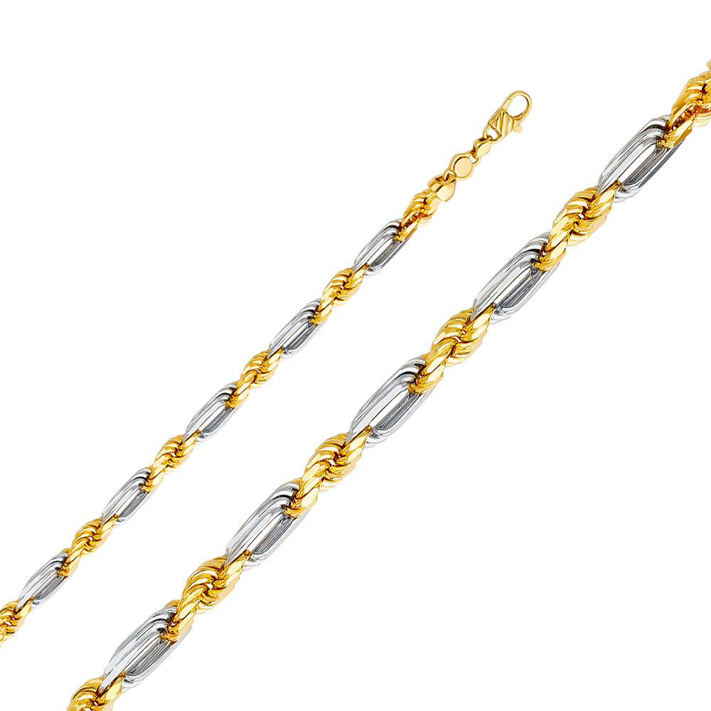 14k Gold 7.5mm Two-Tone Figarope Chain - Model CH-0393