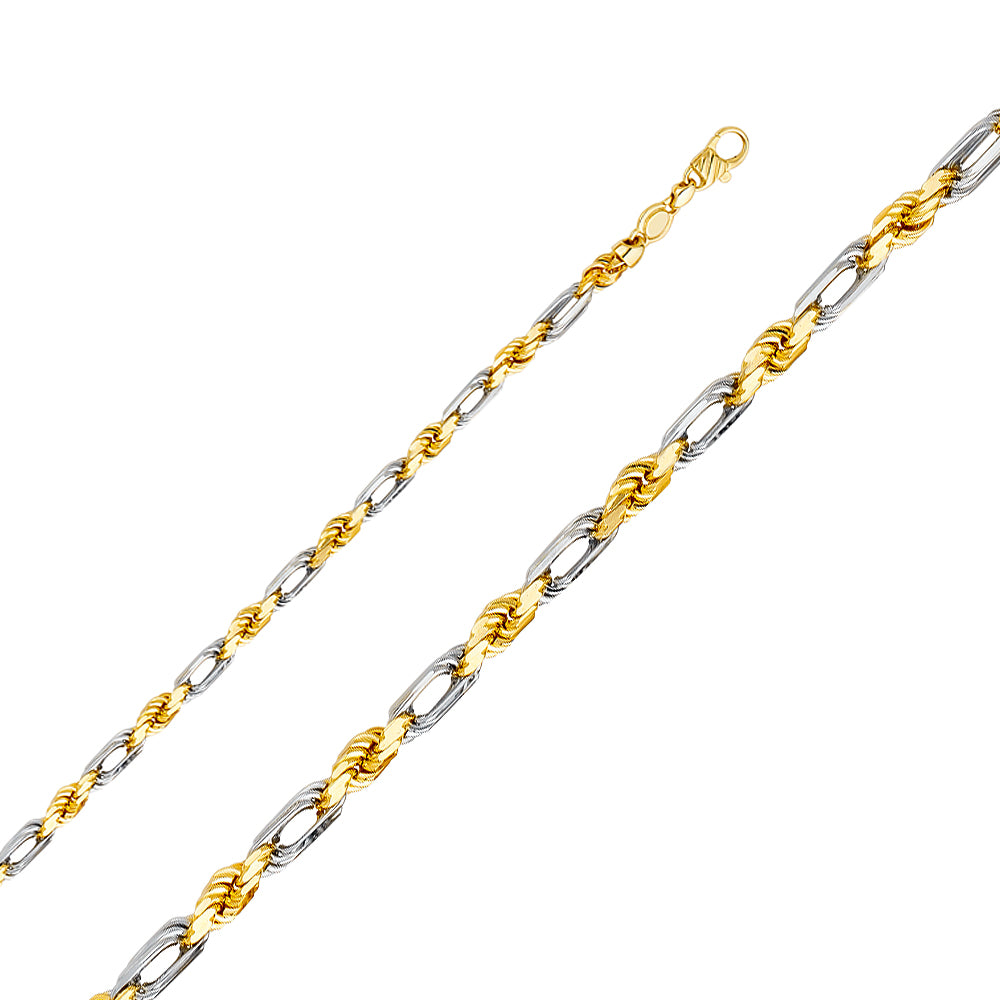 14k Gold 5mm Two-Tone Figarope Chain - Model CH-0395