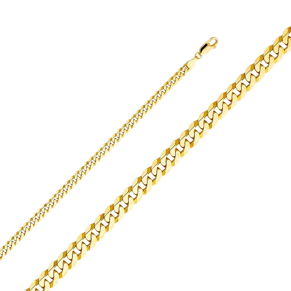 14k Gold 4.8mm Flat Cuban Bevelled 8 Inch Bracelet - Model CH-0404