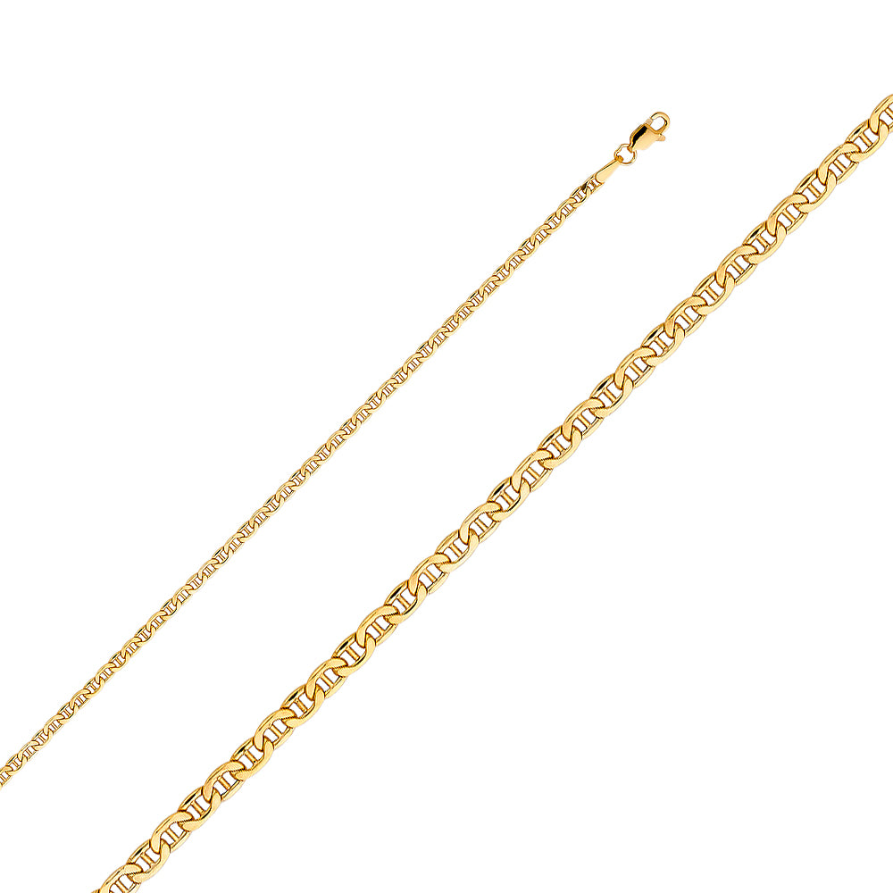 14k Gold 2.4mm Hollow Mariner Bevelled Chain - Model CH-0414