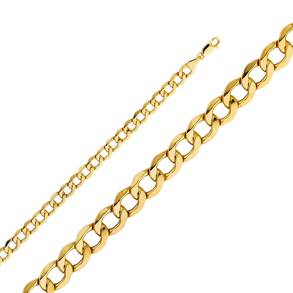 14k Gold 6.7mm Hollow Cuban Bevelled Chain - Model CH-0427