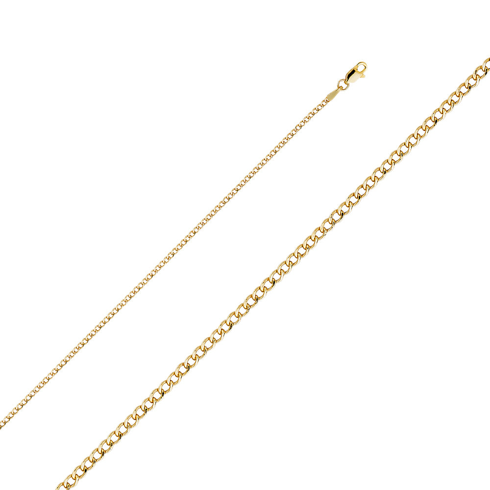 14k 2mm Hol Curb Chain - Model CH-0428 - Charlie & Co. Jewelry
