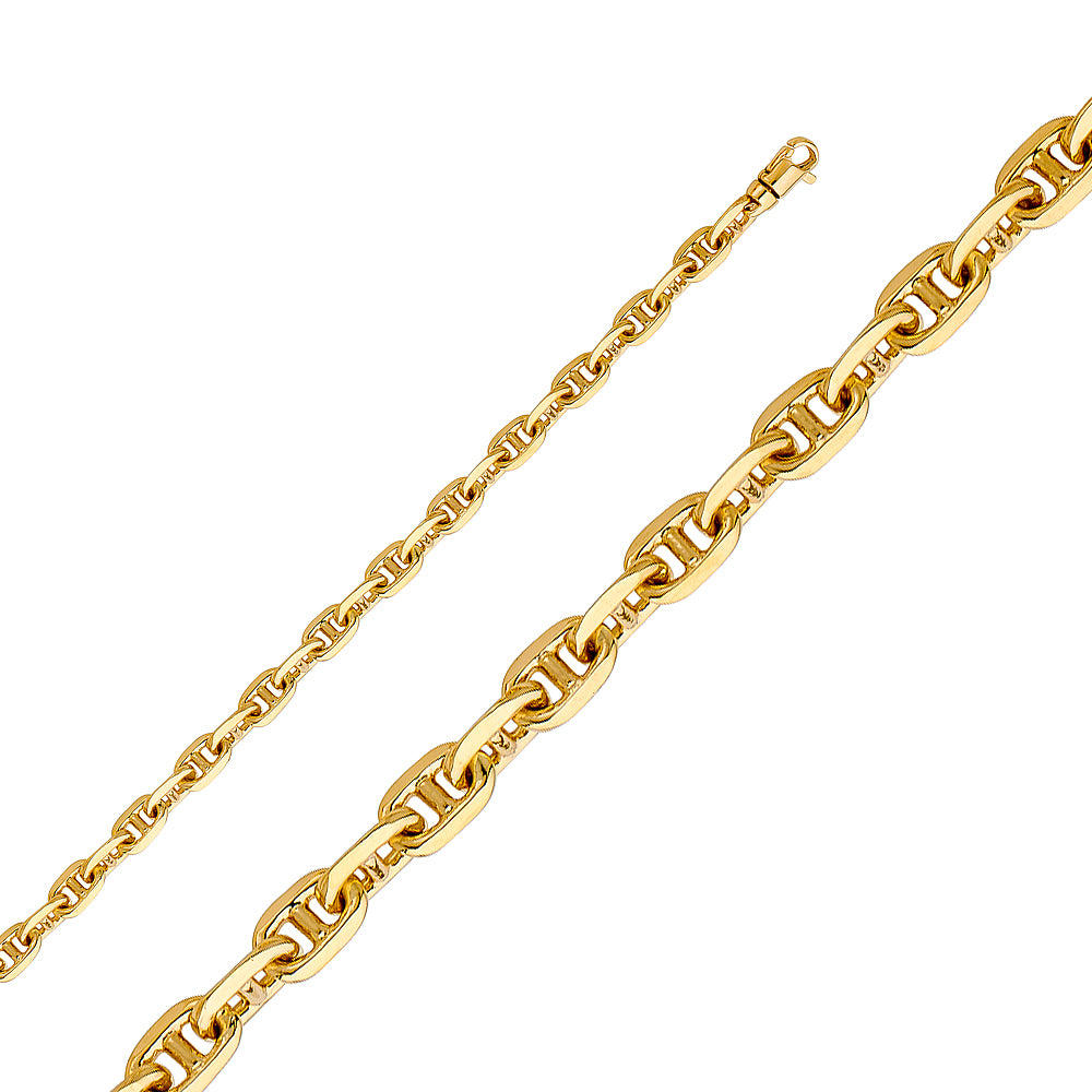 14k Gold 5.3mm Handmade Anchor 8.5 Inch Bracelet - Model CH-0491