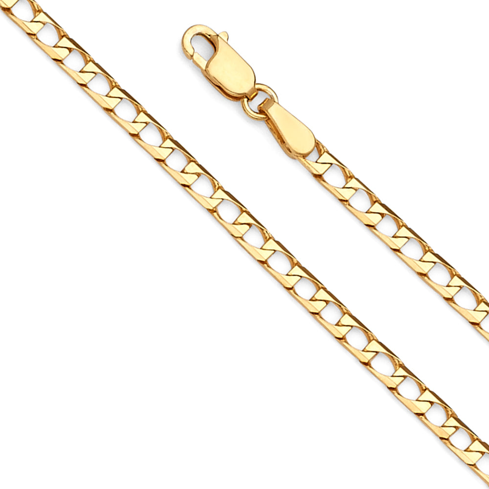 14k 2.6mm Square Curb Chain Bracelet 7 Inch - Model CH-0513 - Charlie & Co. Jewelry
