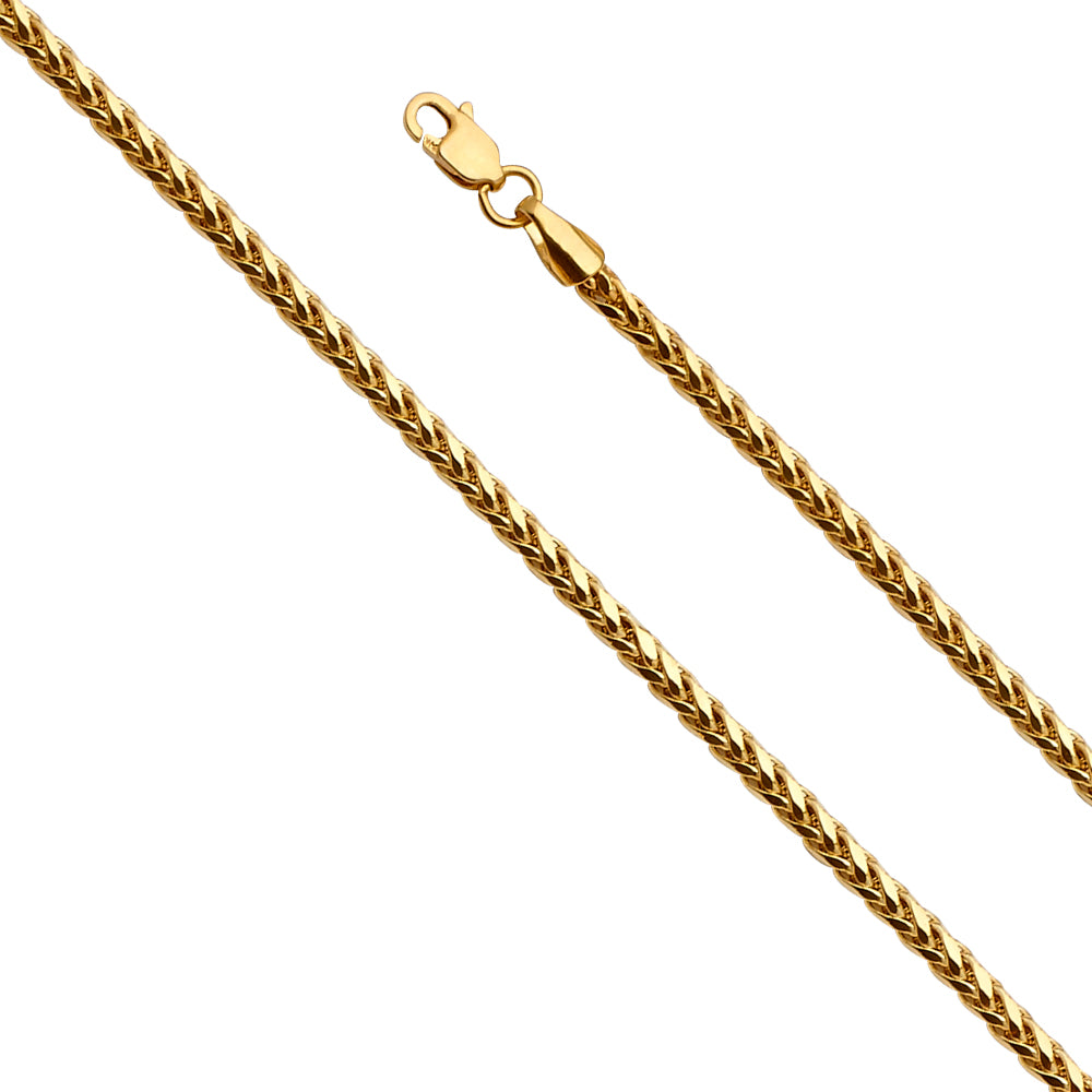 14k Gold 2.7mm Diamond-Cut Hollow Wheat 7.5 Inch Bracelet - Model CH-0528