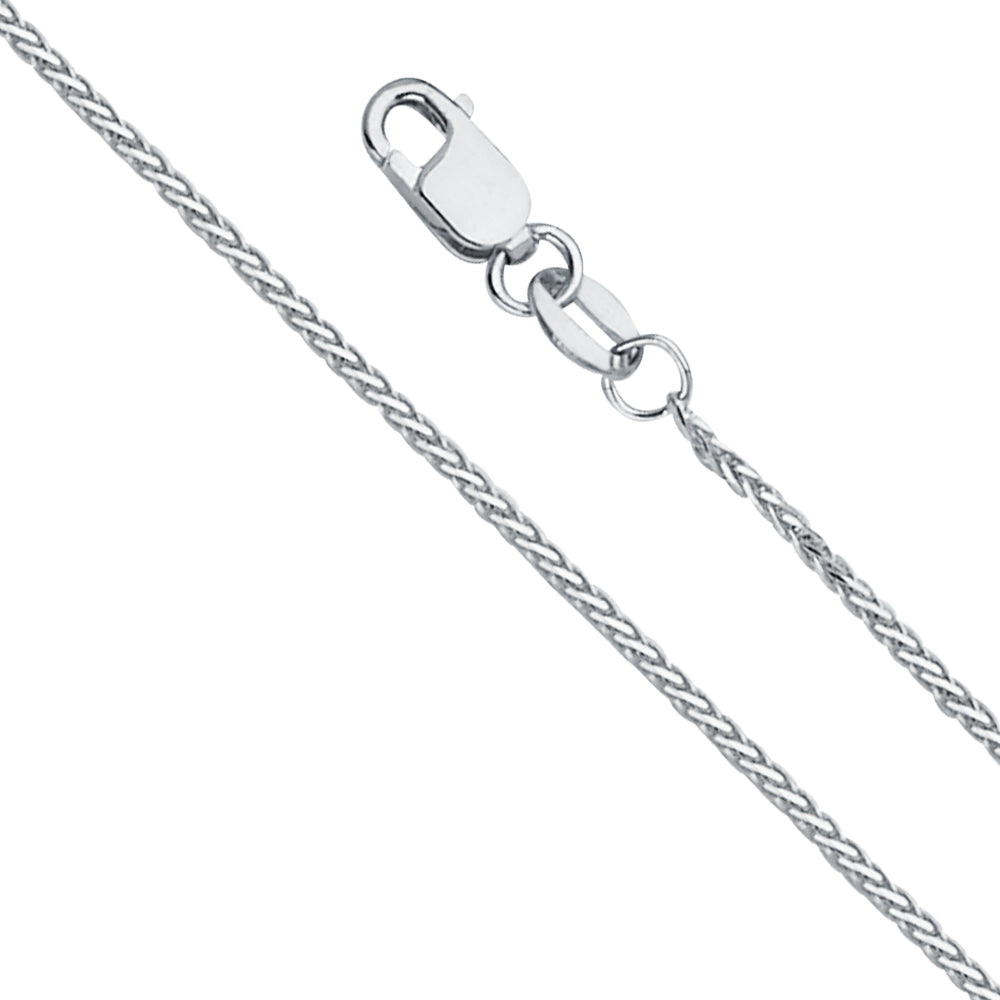 14k White Gold 1mm Diamond-Cut Round Wheat Chain - Model CH-0547