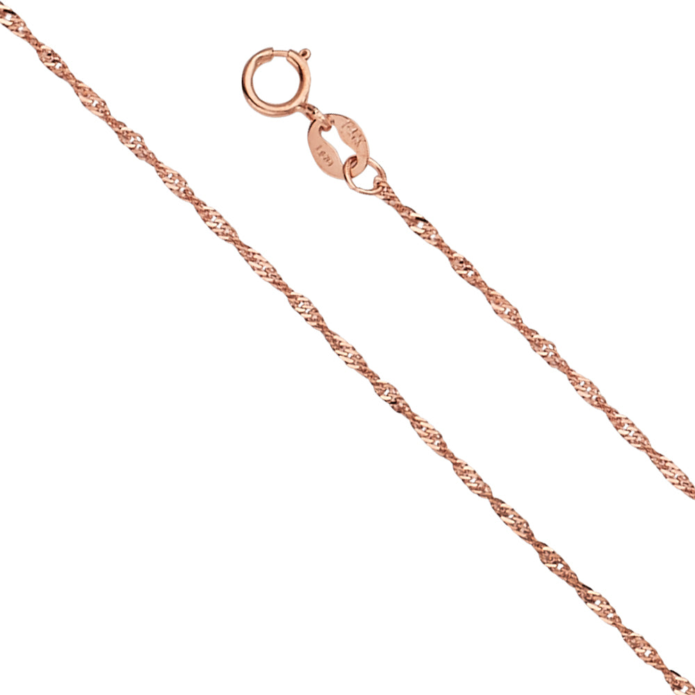 14k Pink Gold 1.1mm Singapore Chain - Model CH-0557