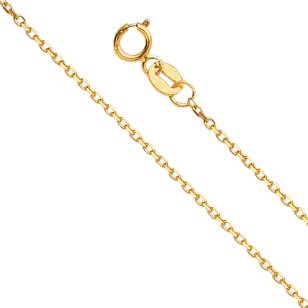 14k Gold 1.2mm Angle Cut Oval Rolo Chain - Model CH-0558