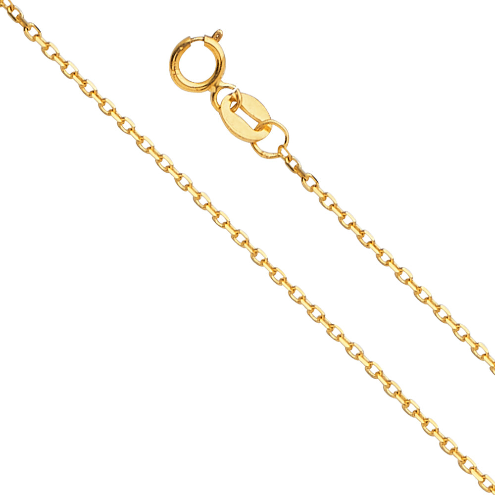 14k Gold 0.9mm Angle Cut Oval Rolo Chain - Model CH-0559