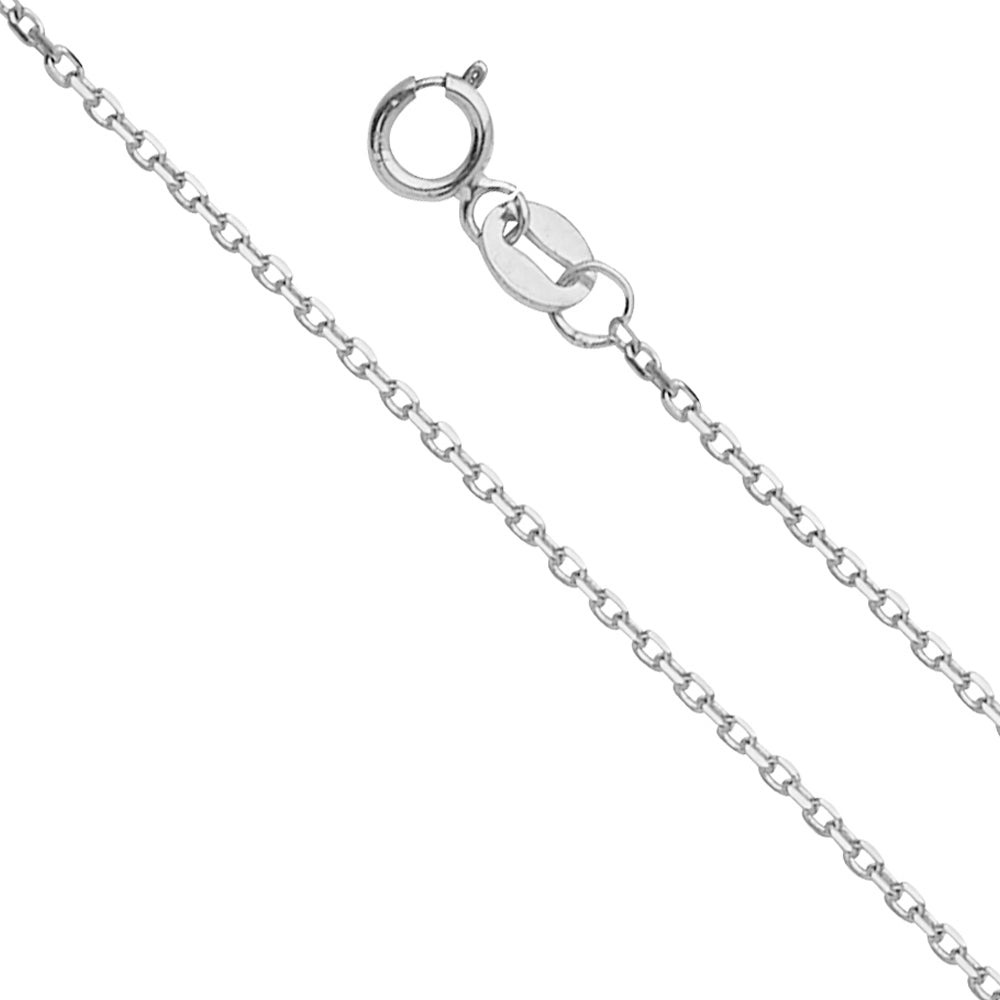 14k White Gold 1.2mm Angle Cut Oval Rolo Chain - Model CH-0560
