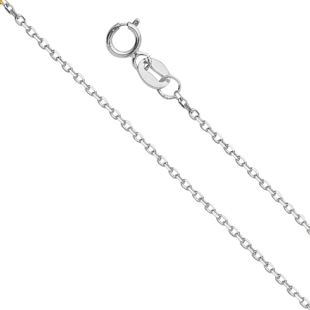 14k White Gold 0.9mm Angle Cut Oval Rolo Chain - Model CH-0561