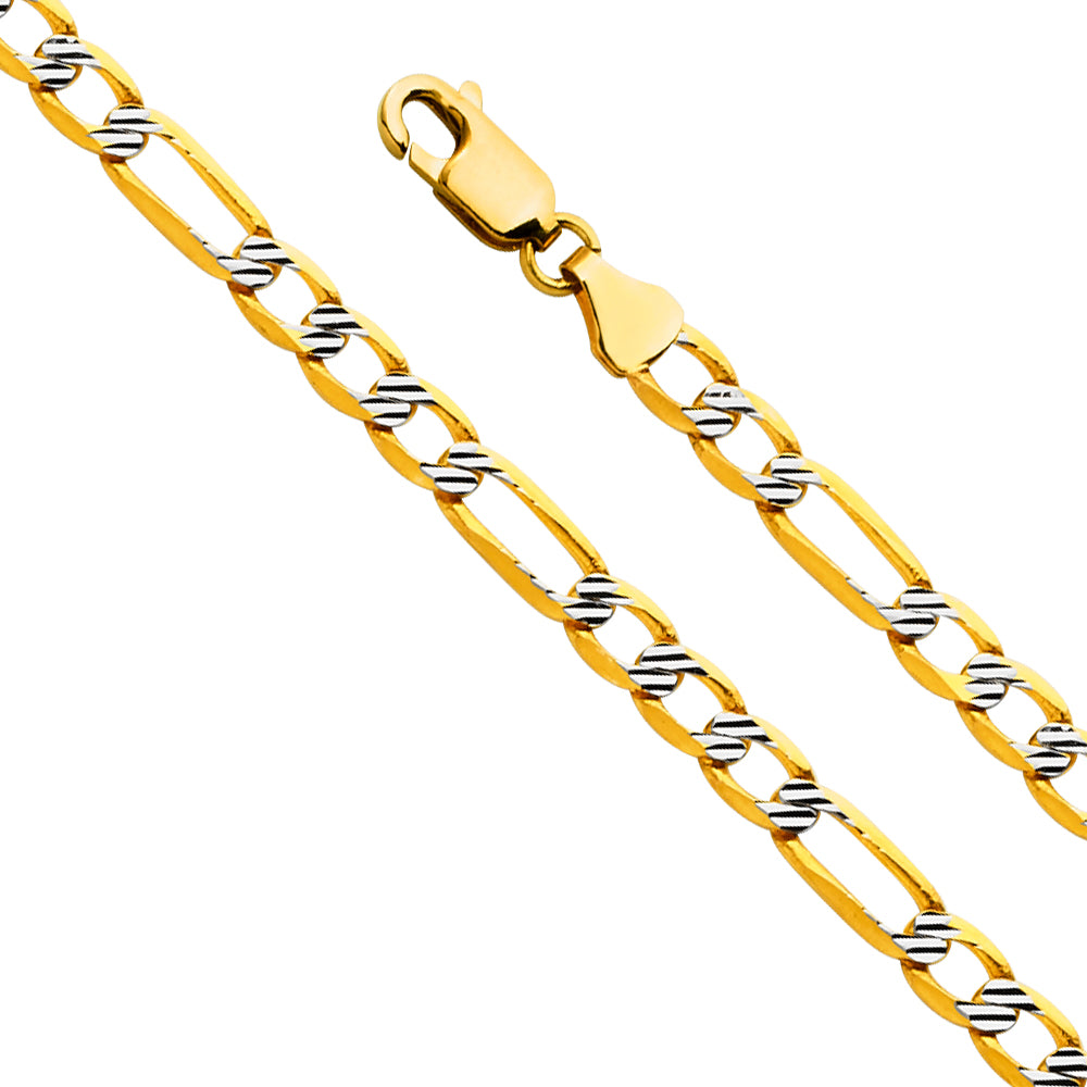 14k Gold Two-Tone 4.8mm Fancy Figaro Chain - Model CH-0562
