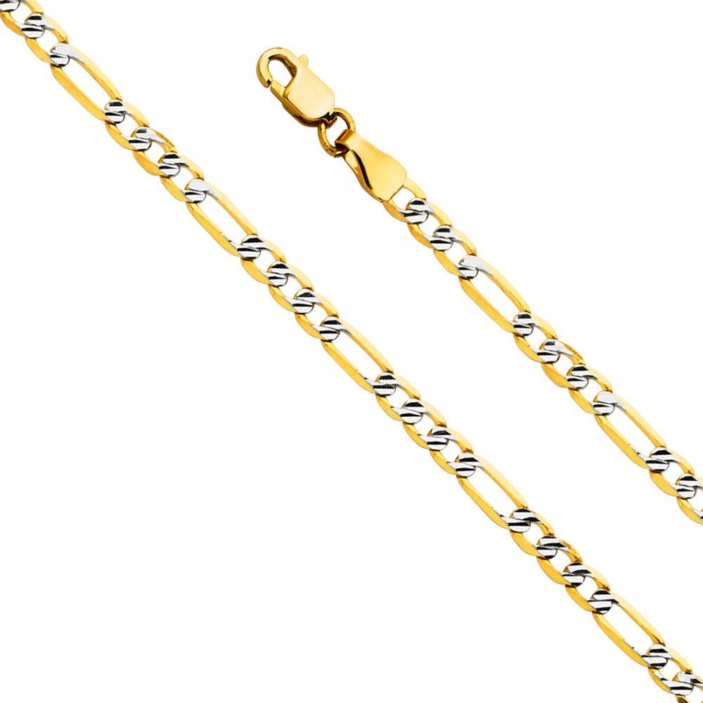 14k Gold Two-Tone 3.1mm Fancy Figaro Chain - Model CH-0564