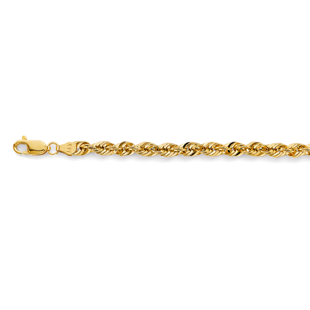 14k Gold 4.3mm French Hollow Rope Bracelet 8 Inch - Model CH-0586