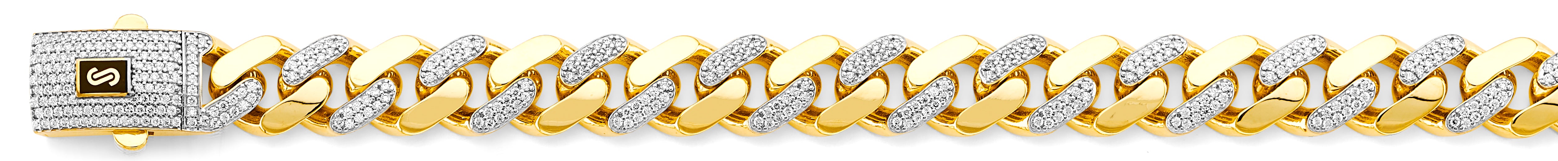 14k Gold Two-Tone 13.5mm Monaco Curb With CZ Link Chain - Model CH-0591