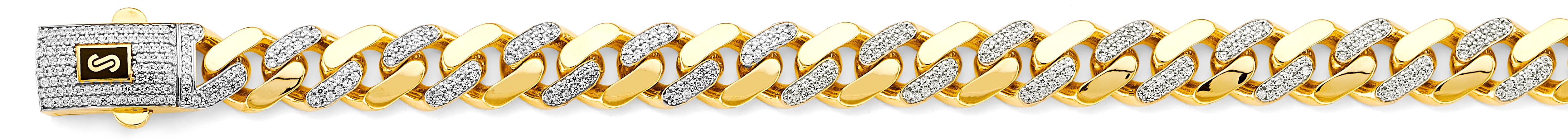 14k Gold Two-Tone 11.5mm Monaco Curb With CZ Link Chain - Model CH-0592