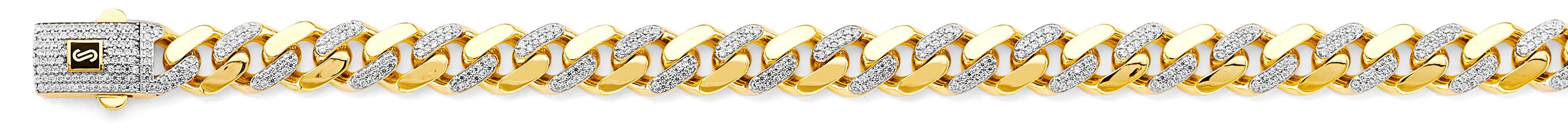 14k Gold Two-Tone 9.5mm Monaco Curb With CZ Link 8.5 Inch Bracelet - Model CH-0593
