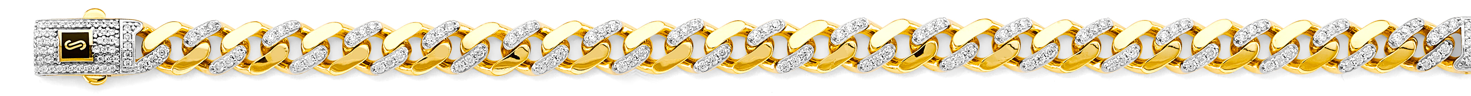 14k Gold Two-Tone 8.0mm Monaco Curb With CZ Link Chain - Model CH-0594