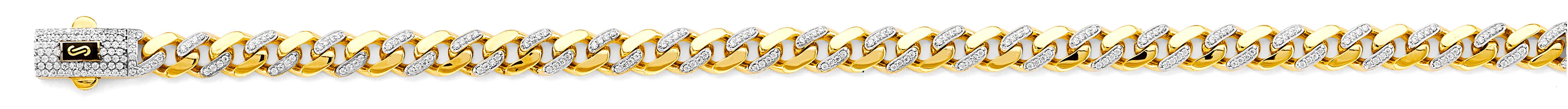 14k Gold Two-Tone 6.5mm Monaco Curb With CZ Link Chain - Model CH-0595
