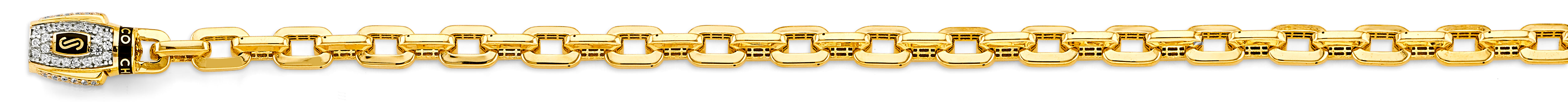 14k Gold Two-Tone 6mm Monaco Cable With CZ Lock Chain - Model CH-0596
