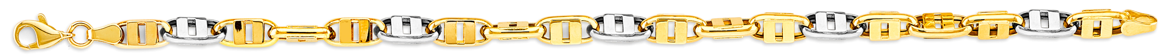 14k Gold Two-Tone 5mm Hollow Double Anchor Bracelet 8 Inch - Model CH-0601