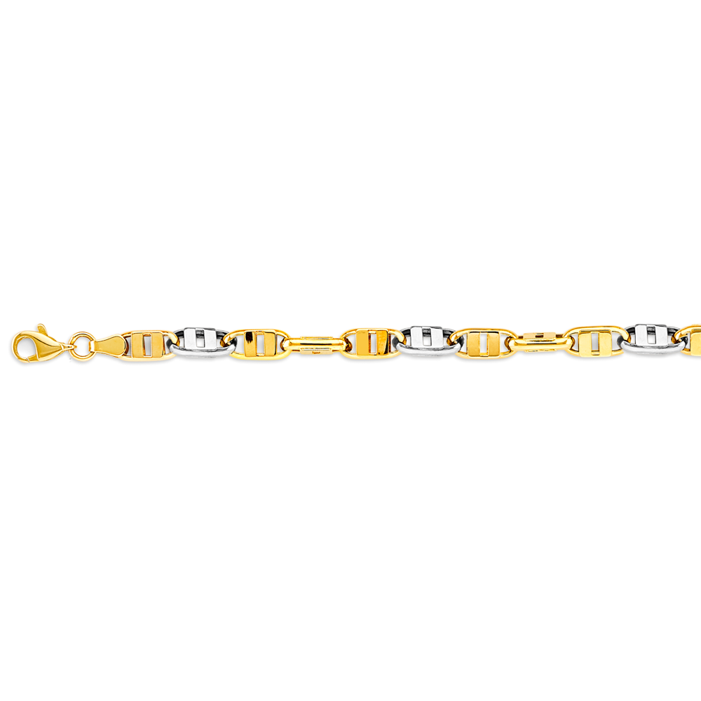 14k Gold Two-Tone 5mm Hollow Double Anchor Chain - Model CH-0601