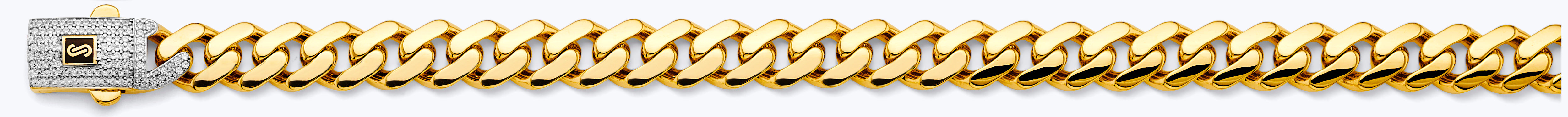 14k Gold Two-Tone 9.5mm Monaco Curb With CZ Lock Chain - Model CH-0614