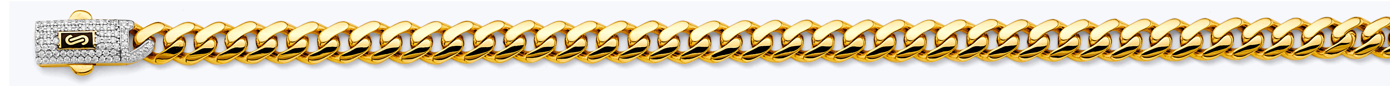 14k Gold Two-Tone 6.5mm Monaco Curb With CZ Lock Chain - Model CH-0616