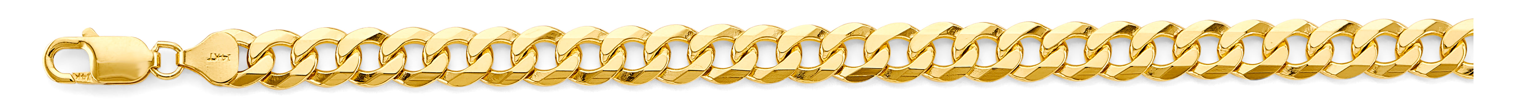 14k 8mm Solid Bevelled Curb Chain Bracelet 8.5 Inch - Model CH-0632 - Charlie & Co. Jewelry