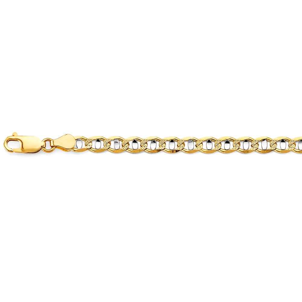 14k 2t 5.3mm Light Mariner Chain Bracelet 7.5 Inch - Model CH-0639