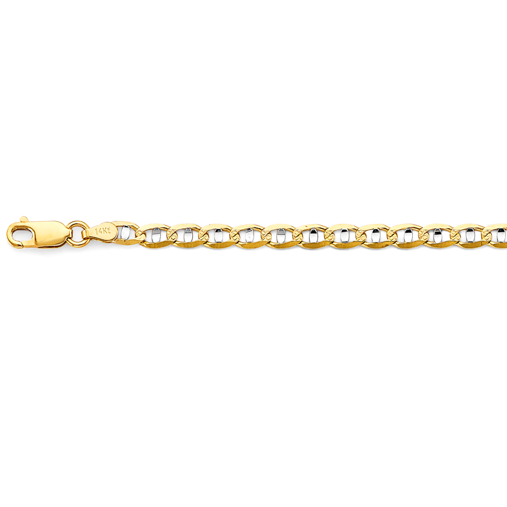 14k 2t 4.2mm Light Mariner Chain Bracelet 7.5 Inch - Model CH-0640