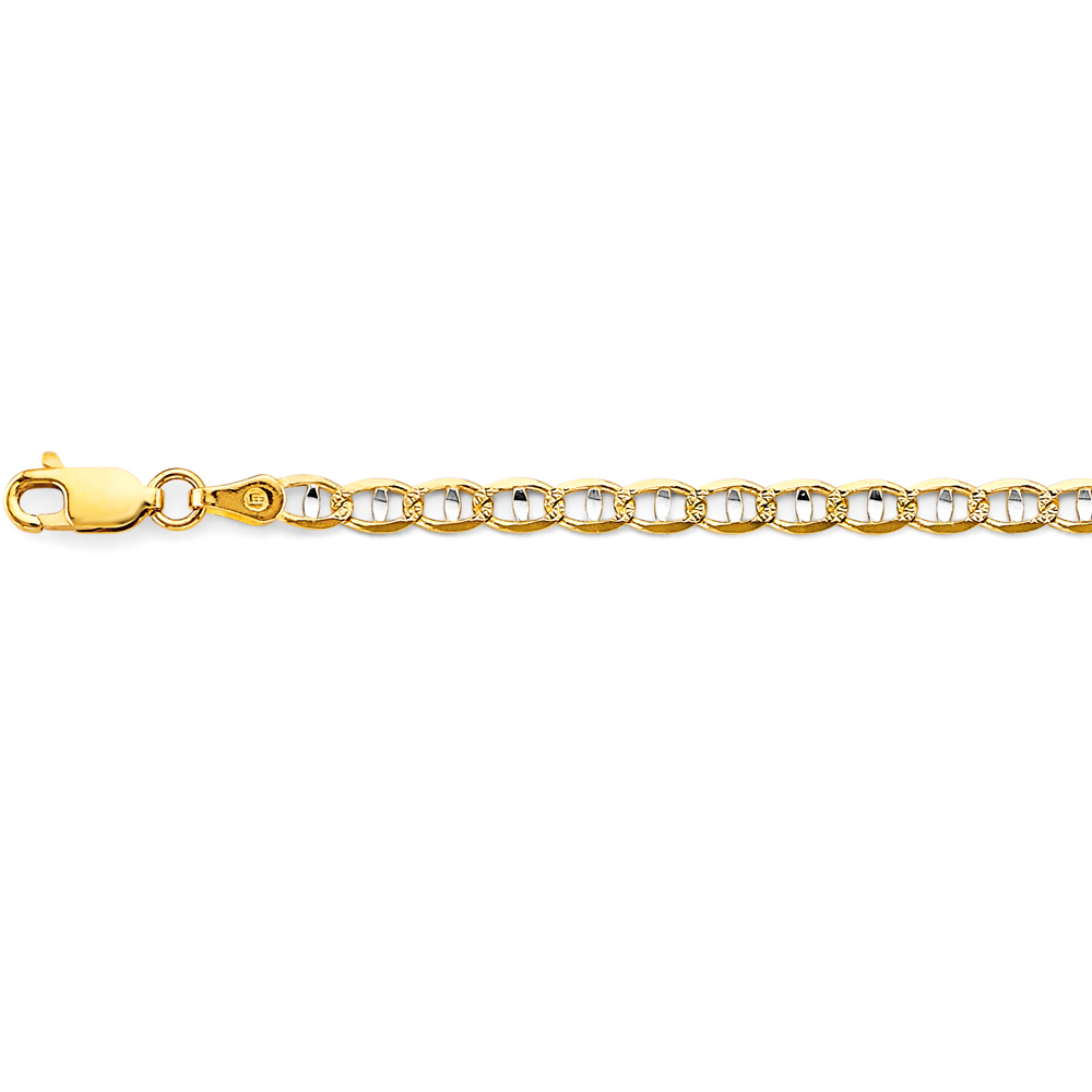 14k 2t 3.5mm Light Mariner Chain Bracelet 7 Inch - Model CH-0641