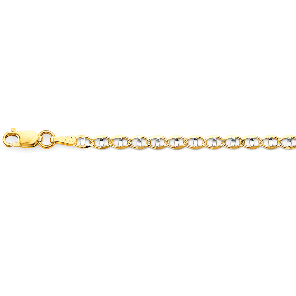 14k 2t 2.9mm Light Mariner Chain Bracelet 7 Inch - Model CH-0642