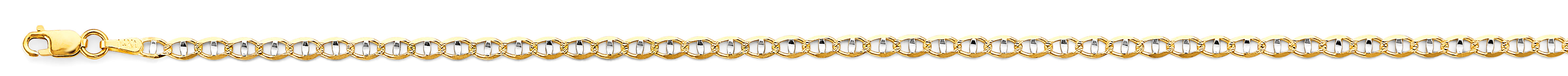 14k 2t 2.9mm Light Mariner Chain Bracelet 7 Inch - Model CH-0642