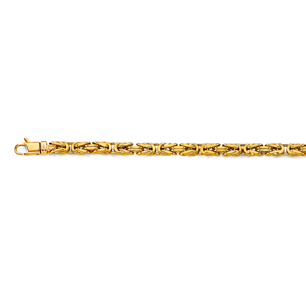 14k Gold 3.5mm Hollow Round Byzantine Bracelet 7.5 Inch  - Model CH-0655