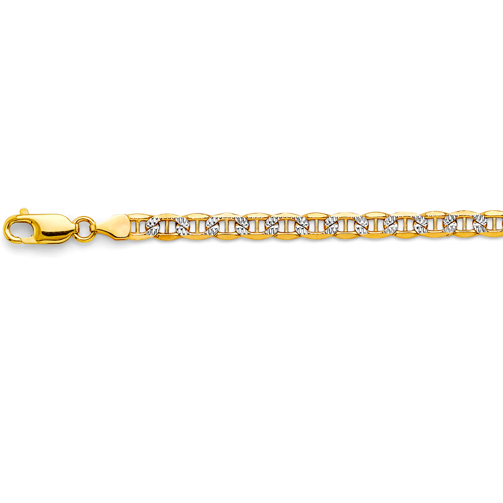 14k 2t 4.8mm Hollow Mariner Chain Bracelet - Model CH-0657