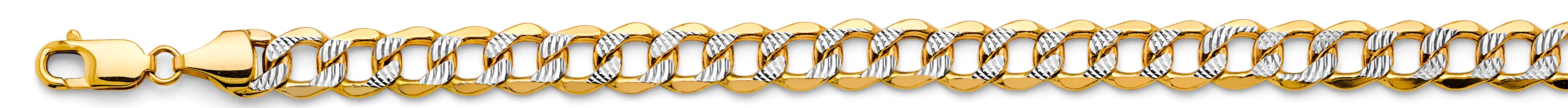 14k 2t 8.9mm Hol Bevelled Curb Chain Bracelet Wp 8.5 Inch - Model CH-0662