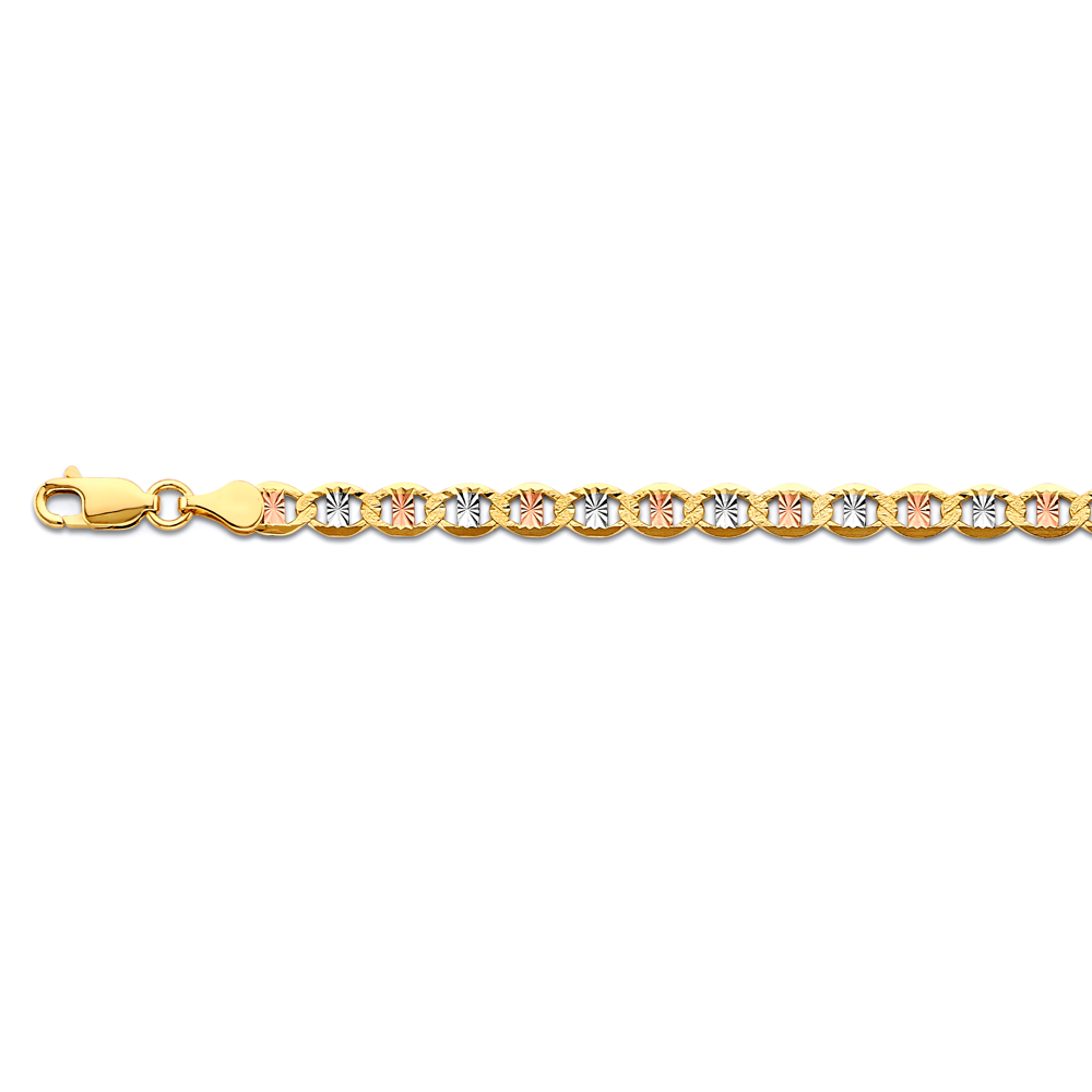 14k Gold Three-Tone 4.3mm Flat Mariner Star Diamond-Cut Chain - Model CH-0668