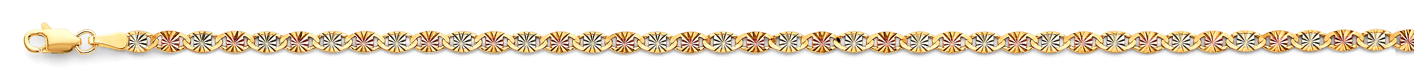 14k Gold Three-Tone 3.1mm Flat Valentino Star Diamond-Cut Chain - Model CH-0670