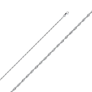 2mm 14K White Gold Rope Chain Model-0143 - Charlie & Co. Jewelry