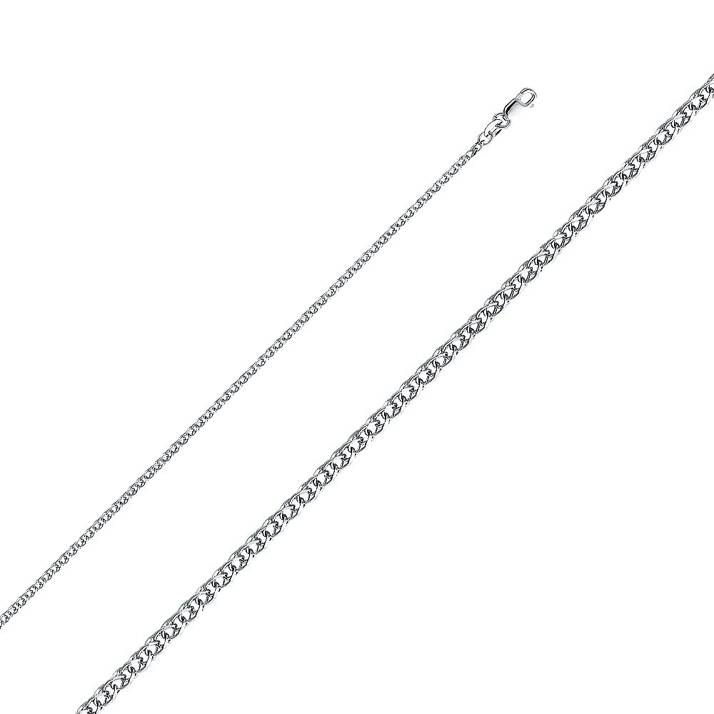 2mm White Gold Flat Open Wheat Chain Model-0466 - Charlie & Co. Jewelry